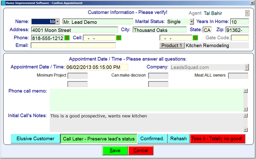 Lead Confirmation Questions